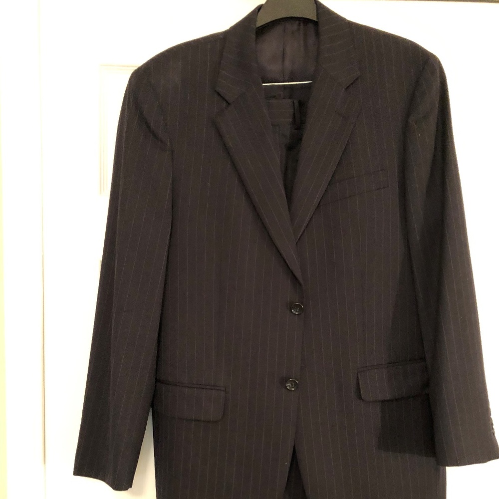 Jones New York Mens Navy Pinstripe Suit 38R